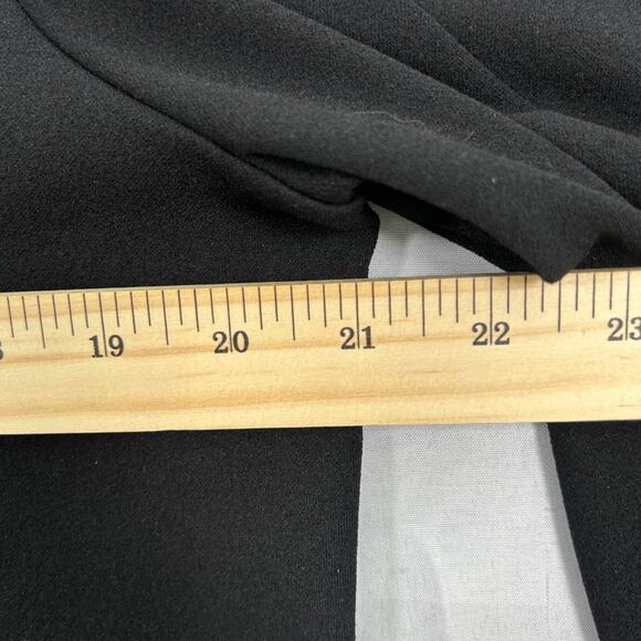 Ann Taylor Women's Black Chiffon 3/4 Flare Sleeve Blouse Gold Button Size L - Picture 7 of 8